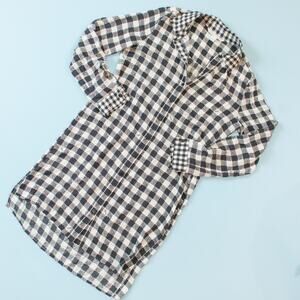 Diane Von Furstenberg Checker Grid Print Silk Button Front Dress Size 6 Collar